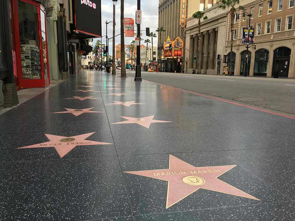 Hollywood Walk of Fame stars on sidewalk