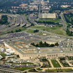 Aerial view of the Pentagon building and surrounding area