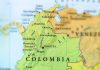 Map showing Colombia and surrounding countries