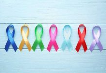 SHOCKING Oversight Fuels Cancer Outcry Nationwide Colorful awareness ribbons on light wooden background.