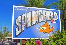 The Simpsons’ Shocking “Predictions” – Truth or Trick? Greetings from Springfield sign with three-eyed fish.