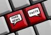 Keyboard keys labeled Fake News and Facts.