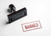 Banned stamp and rubber stamp on white background.