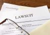Ben Affleck, Matt Damon SUED by Miami Cops! Documents labeled Lawsuit with glasses on top.