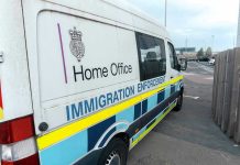 Illegal Alien Faked Asylum Claim — Then Got Hired as Jail Officer White immigration enforcement van parked by roadside