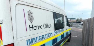 Illegal Alien Faked Asylum Claim — Then Got Hired as Jail Officer White immigration enforcement van parked by roadside