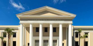 Liberty Bulldozed? DOJ’s Jaw-Dropping Claim Exterior view of the Supreme Court of Florida with columns and palm trees