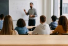 Teacher presenting to students in a classroom