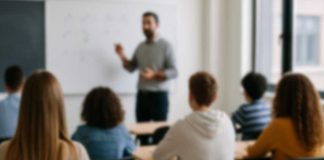 Court Torpedoes California’s Gender Gag Teacher presenting to students in a classroom