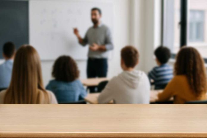 shutterstock_2662468223 Teacher presenting to students in a classroom