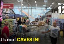 Roof collapse caught on camera at BJ’s as shoppers flee flooding water