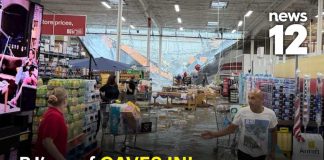 Roof collapse caught on camera at BJ’s as shoppers flee flooding water