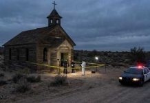 Shocking Claim: Macron Dragged Into Kirk Saga Police and forensic team at a crime scene near an abandoned church in the desert