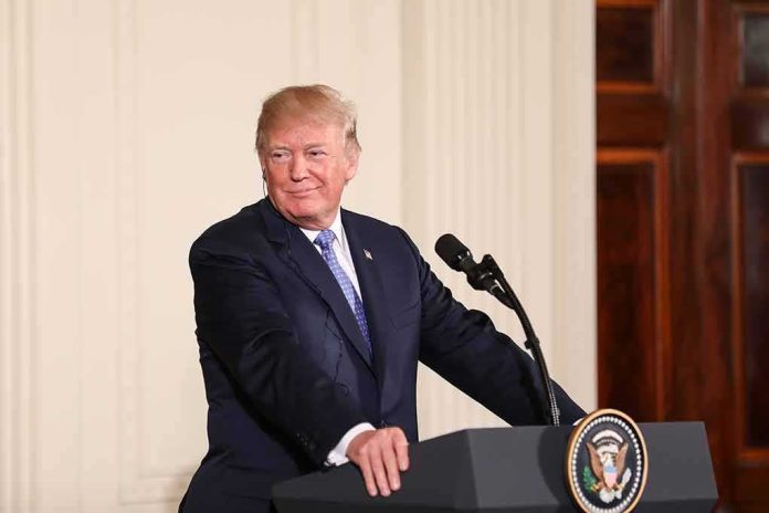 man at podium with presidential seal