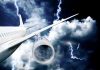 Bird Strike Terror — Surprise Midair Flames Passenger airplane flying through thunderstorm with lightning