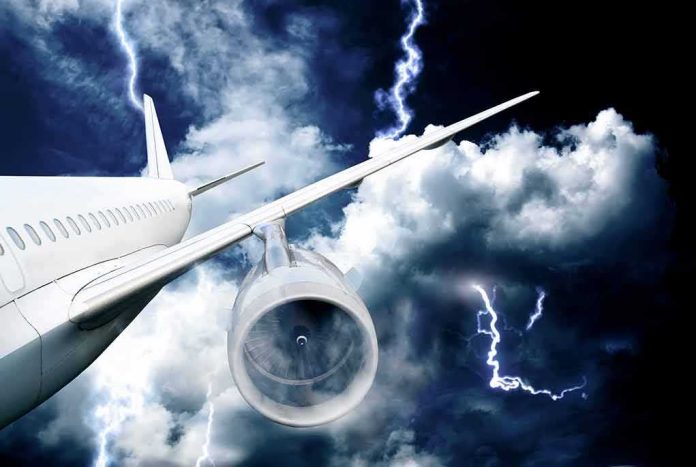 shutterstock_112710829 Passenger airplane flying through thunderstorm with lightning