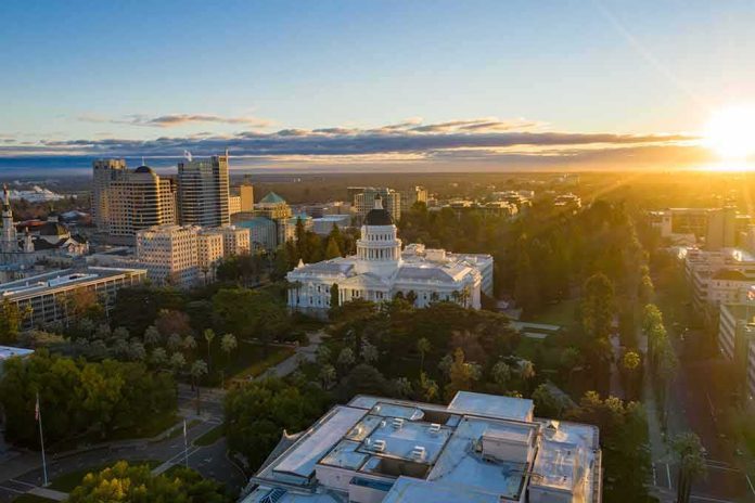 shutterstock_1889675725 California State Capitol building at sunrise with surrounding downtown skyline