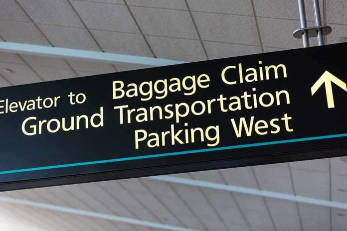 shutterstock_227918443 Airport directional sign for baggage claim and transportation