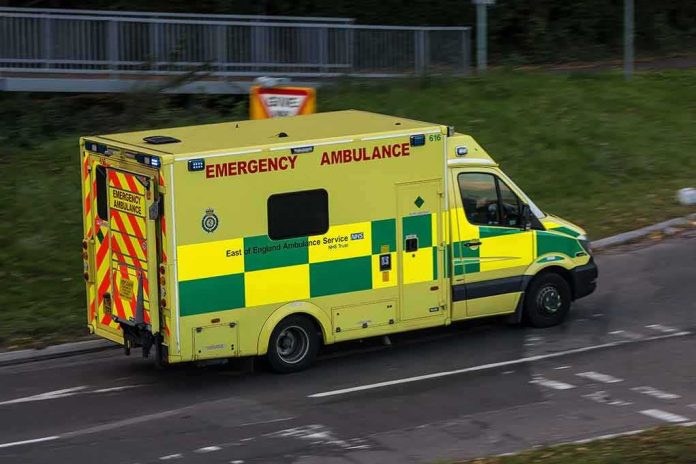Ambulance driving on a road
