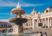Vatican Drops Posthumous Guilty Bombshell Stone fountain in front of a grand basilica with dome and colonnade