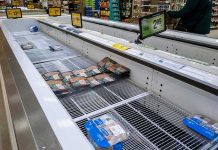 Overnight Cyberstrike Boils France’s Groceries supermarket freezer with mostly empty shelves and a few meat packages