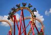 Six Flags Panic After Mid-Ride Plunge Roller coaster train twists through a vertical loop