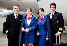 Hijack Text Triggers Lightning Turnback Airline crew standing together on the tarmac
