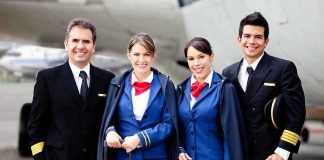 Hijack Text Triggers Lightning Turnback Airline crew standing together on the tarmac